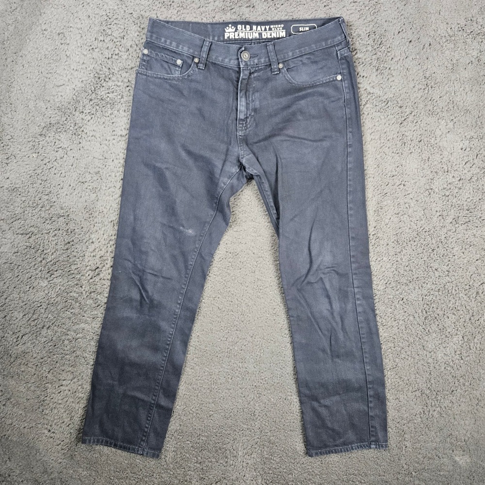 Old Navy Premium Denim Mens Slim Jeans 30x30 Micro Blue Gray‎ Cotton Blend